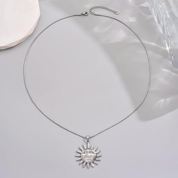 Neiman Marcus 18K Gold Plated Aztec Sun Stainless Steel Pendant Necklace - Picture 4 of 4